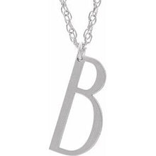 Load image into Gallery viewer, Sterling Silver Block Initial B 16-18&quot; Necklace with Brush Finish
