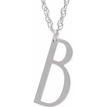 Charger l&#39;image dans la galerie, Sterling Silver Block Initial B 16-18&quot; Necklace with Brush Finish
