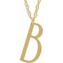 Charger l&#39;image dans la galerie, 14K Yellow Gold-Plated Sterling Silver Block Initial B 16-18&quot; Necklace with Brush Finish
