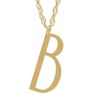 14K Yellow Gold-Plated Sterling Silver Block Initial B 16-18