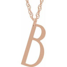 Charger l&#39;image dans la galerie, 14K Rose Gold-Plated Sterling Silver Block Initial B 16-18&quot; Necklace with Brush Finish
