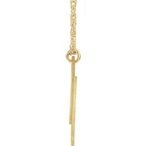 14K Yellow Gold-Plated Sterling Silver Block Initial N 16-18" Necklace with Brush Finish