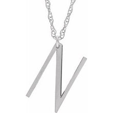 Charger l&#39;image dans la galerie, Sterling Silver Block Initial N 16-18&quot; Necklace with Brush Finish
