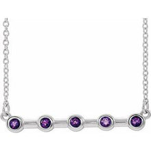 Charger l&#39;image dans la galerie, Sterling Silver Amethyst Bezel-Set Bar 18&quot; Necklace
