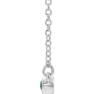 Sterling Silver Blue Zircon Bezel-Set Bar 16" Necklace