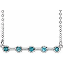 Load image into Gallery viewer, Sterling Silver Blue Zircon Bezel-Set Bar 16&quot; Necklace
