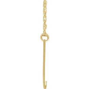 14K Yellow Gold-Plated Sterling Silver Block Initial J 16-18" Necklace with Brush Finish