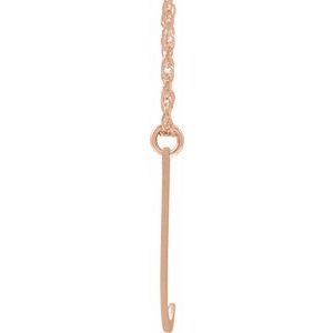 14K Rose Gold-Plated Sterling Silver Block Initial J 16-18" Necklace with Brush Finish