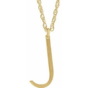 14K Yellow Gold-Plated Sterling Silver Block Initial J 16-18