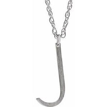 Charger l&#39;image dans la galerie, Sterling Silver Block Initial J 16-18&quot; Necklace with Brush Finish
