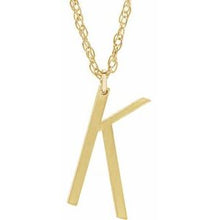 Charger l&#39;image dans la galerie, 14K Yellow Gold-Plated Sterling Silver Block Initial K 16-18&quot; Necklace with Brush Finish
