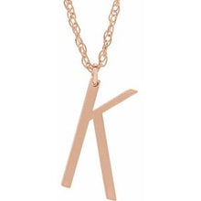 Charger l&#39;image dans la galerie, 14K Rose Gold-Plated Sterling Silver Block Initial K 16-18&quot; Necklace with Brush Finish
