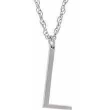 Load image into Gallery viewer, Sterling Silver Block Initial L 16-18&quot; Necklace with Brush Finish
