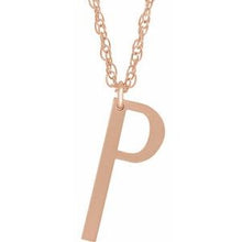 Charger l&#39;image dans la galerie, 14K Rose Gold-Plated Sterling Silver Block Initial P 16-18&quot; Necklace with Brush Finish
