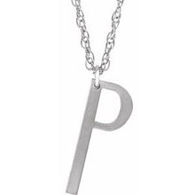 Charger l&#39;image dans la galerie, Sterling Silver Block Initial P 16-18&quot; Necklace with Brush Finish
