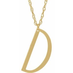 14K Yellow Gold-Plated Sterling Silver Block Initial D 16-18