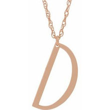 Load image into Gallery viewer, 14K Rose Gold-Plated Sterling Silver Block Initial D 16-18&quot; Necklace with Brush Finish
