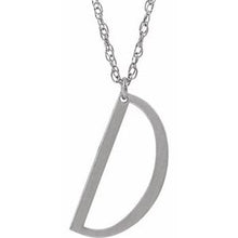 Load image into Gallery viewer, Sterling Silver Block Initial D 16-18&quot; Necklace with Brush Finish
