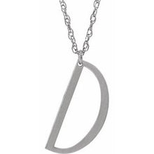 Charger l&#39;image dans la galerie, Sterling Silver Block Initial D 16-18&quot; Necklace with Brush Finish
