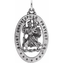Load image into Gallery viewer, Sterling Silver 29x20 mm Oval St. Christopher Medal
