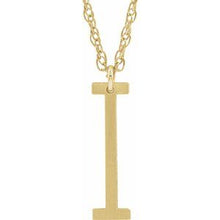 Charger l&#39;image dans la galerie, 14K Yellow Gold-Plated Sterling Silver Block Initial I 16-18&quot; Necklace with Brush Finish
