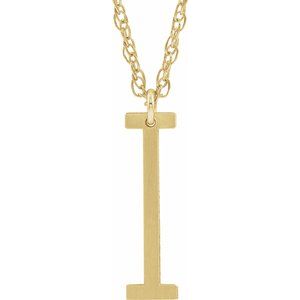 14K Yellow Gold-Plated Sterling Silver Block Initial I 16-18