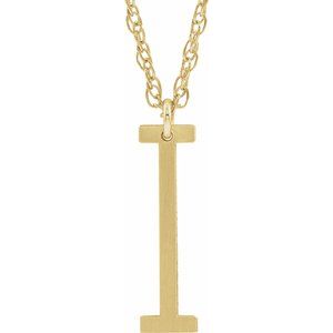14K Yellow Gold-Plated Sterling Silver Block Initial I 16-18