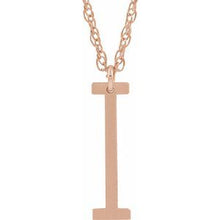 Charger l&#39;image dans la galerie, 14K Rose Gold-Plated Sterling Silver Block Initial I 16-18&quot; Necklace with Brush Finish
