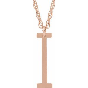 14K Rose Gold-Plated Sterling Silver Block Initial I 16-18