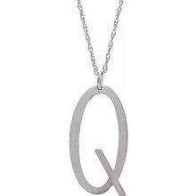 Load image into Gallery viewer, Sterling Silver Block Initial Q 16-18&quot; Necklace with Brush Finish
