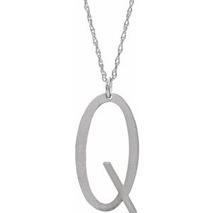 Sterling Silver Block Initial Q 16-18