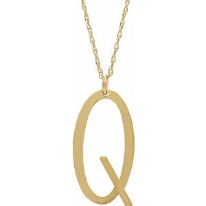 14K Yellow Gold-Plated Sterling Silver Block Initial Q 16-18