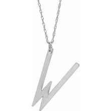 Load image into Gallery viewer, Sterling Silver Block Initial W 16-18&quot; Necklace with Brush Finish
