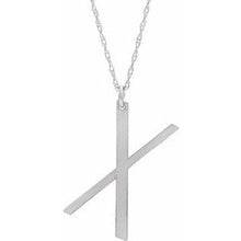 Charger l&#39;image dans la galerie, Sterling Silver Block Initial X 16-18&quot; Necklace with Brush Finish
