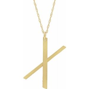 14K Yellow Gold-Plated Sterling Silver Block Initial X 16-18