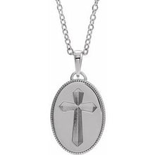 Load image into Gallery viewer, Sterling Silver  Oval Cross Medal 20&quot; Necklace
