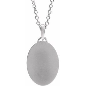 Sterling Silver  Oval Cross Medal 20" Necklace