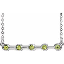 Charger l&#39;image dans la galerie, Sterling Silver Peridot Bezel-Set Bar 18&quot; Necklace
