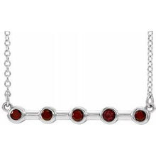 Charger l&#39;image dans la galerie, Sterling Silver Mozambique Garnet Bezel-Set Bar 18&quot; Necklace
