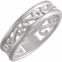 Charger l'image dans la galerie, Sterling Silver Matte Finish Stackable Scroll Band Size 8
