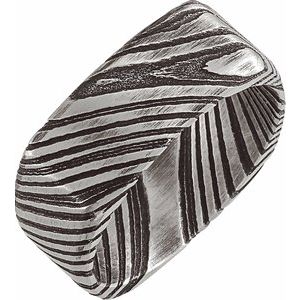 Damascus Steel 8 mm Patterned Square Band Size 7