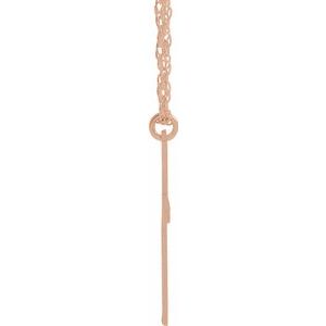 14K Rose Gold-Plated Sterling Silver Block Initial F 16-18" Necklace with Brush Finish