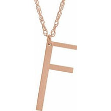Charger l&#39;image dans la galerie, 14K Rose Gold-Plated Sterling Silver Block Initial F 16-18&quot; Necklace with Brush Finish
