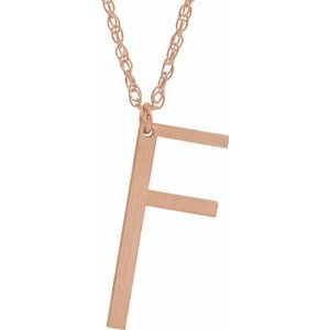 14K Rose Gold-Plated Sterling Silver Block Initial F 16-18