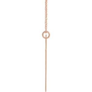 14K Rose Gold-Plated Sterling Silver Block Initial V 16-18" Necklace with Brush Finish