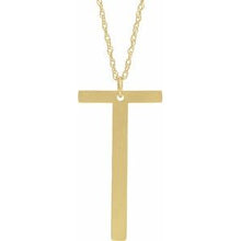 Charger l&#39;image dans la galerie, 14K Yellow Gold-Plated Sterling Silver Block Initial T 16-18&quot; Necklace with Brush Finish
