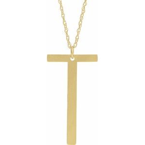 14K Yellow Gold-Plated Sterling Silver Block Initial T 16-18