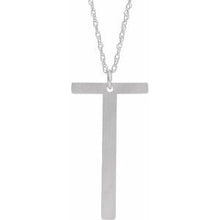 Charger l&#39;image dans la galerie, Sterling Silver Block Initial T 16-18&quot; Necklace with Brush Finish
