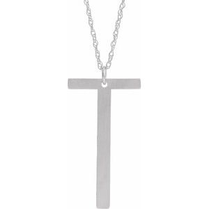 Sterling Silver Block Initial T 16-18