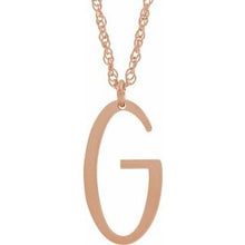 Charger l&#39;image dans la galerie, 14K Rose Gold-Plated Sterling Silver Block Initial G 16-18&quot; Necklace with Brush Finish
